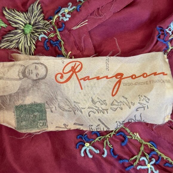 RANGOON Vintage Silk Embroidered Camisole Tank Blouse Size Medium 1/2 Zip - Picture 3 of 11